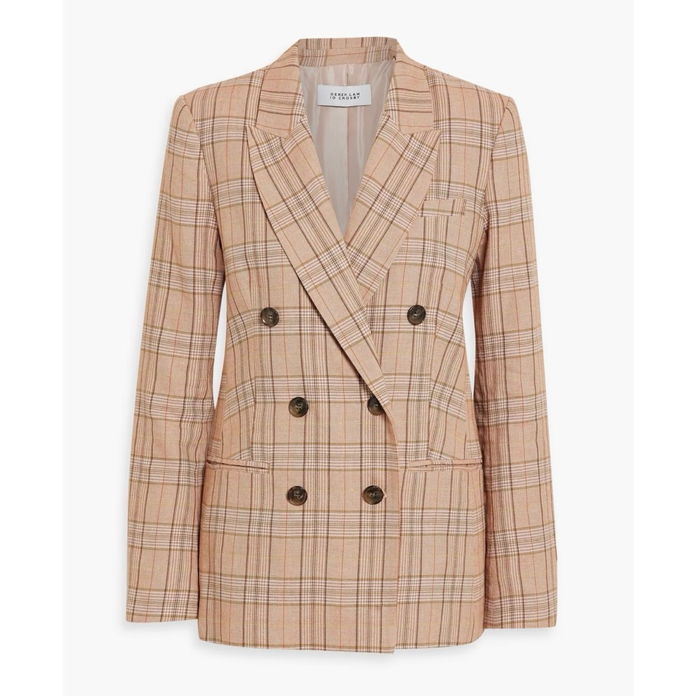 Derek Lam 10 Crosby Checked Linen Blend Tweed Blazer - Picture 5 of 5